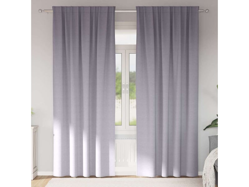  Lot de 2 rideaux occultants, rideaux black-out avec anneaux gris métal 245 x 140 cm cf44654  - Conforama B