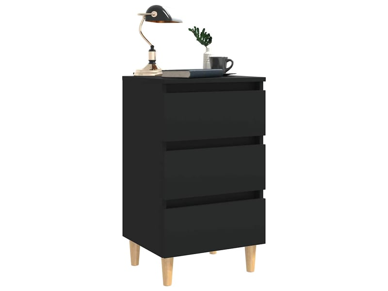  Table de chevet - cabinet de chevet - table de nuit avec pieds en bois noir 40x35x69 cm  - Conforama E