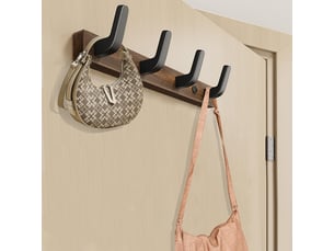 Patère murale en noyer massif 4 crochets, porte-manteau bois pour entrée, chambre, salle de bain et vestiaire, marron