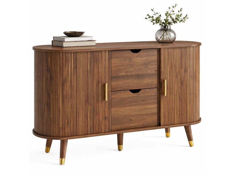  Buffet 140x40x79,5 cm 2 portes coulissantes 2 tiroirs mdf noyer  - Conforama A