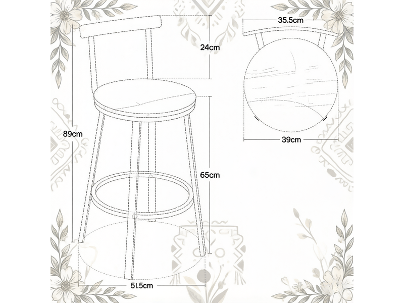  Lot de 2 tabourets de bar avec dossier courbé - lpospi - repose-pieds, assise ronde, métal et mdf - blanc  - Conforama D