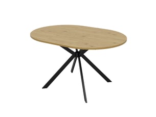 Table à manger extensible 100140 x 100 cm – bois clair – plateau ovale, rallonge intégrée pour 4 à 6 personnes