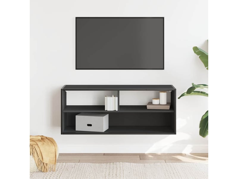  Meuble tv - banc tv - meuble de rangement noir 100x31x39,5 cm bois d'ingénierie et métal  - Conforama C