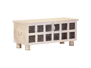 Boîte de rangement, coffre de rangement blanc 110x40x45 cm bois d'acacia massif