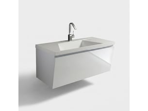 Meuble de salle de bain suspendu avec lavabo en marbre minéral, meuble bas suspendu 1 porte