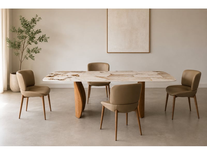  Lot de 4 chaises rembourrées en similicuir couleur vison  - Conforama B