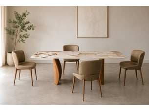 Lot de 4 chaises rembourrées en similicuir couleur vison