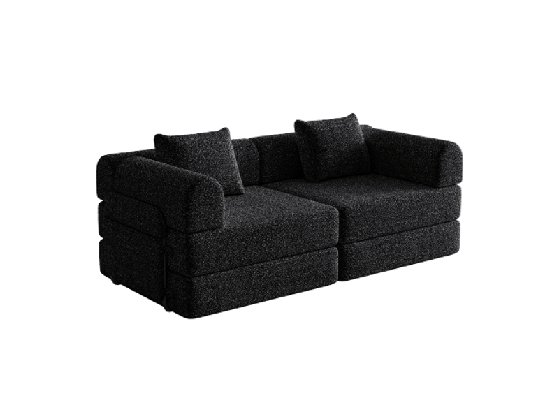  Canapé convertible en chenille 2-en-1 2 pièces avec rangement, structure métallique, design modulable, gain de place, multifonctionnel  - Conforama D