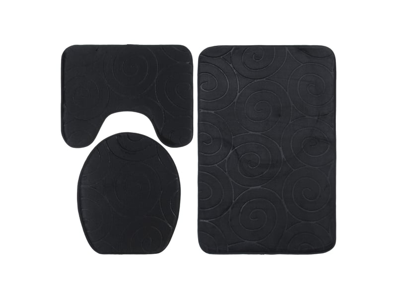 Lot de 3 tapis de bain absorbants - noir  - Conforama B