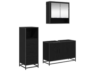 Ensemble de mobilier de salle de bain 3 pièces chêne noir cf64458