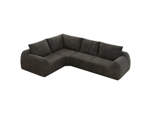 Canapé droit 3 places en mousse haute élasticité sans montage  - assise souple, chenille gris foncé 267 cm