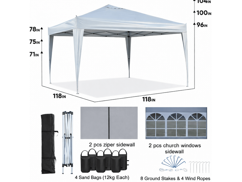  Tonnelle pliante 3 x 3 m bleue, étanche, avec 4 parois, 4 sacs de sable et protection uv 50+, structure acier  - Conforama C