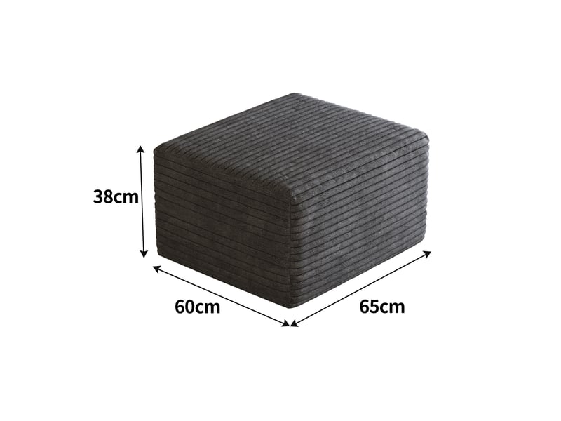  Pouf modulaire sans montage avec rembourrage en mousse, pour salon en velours côtelé gris foncé, 65 × 60 × 38 cm  - Conforama E