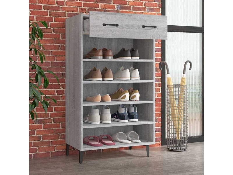  Armoire à chaussures sonoma gris 60x35x105 cm bois d'ingénierie shl1732  - Conforama C