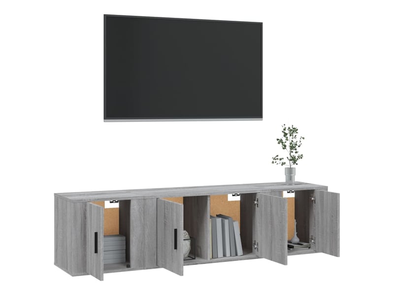  Ensemble de meubles tv 3 pcs sonoma gris bois d'ingénierie shl61397  - Conforama C