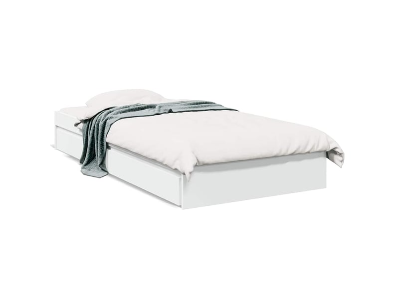  Lit simple- lit adulte -  cadre de lit avec tiroirs sans matelas blanc 90x200 cm  - Conforama A
