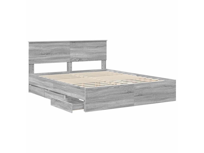  Lit double- lit adulte -  cadre de lit gris sonoma 160 x 200 cm bois ingénierie  - Conforama D