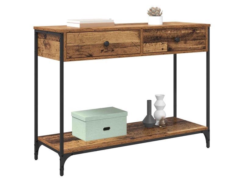 Table de chevet - table console bois ancien 100 x 34,5 x 75 cm bois d'ingénierie - Conforama B