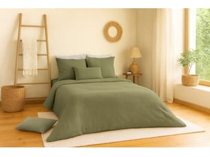 Parure de lit uni gaze de coton - 140x200 kaki