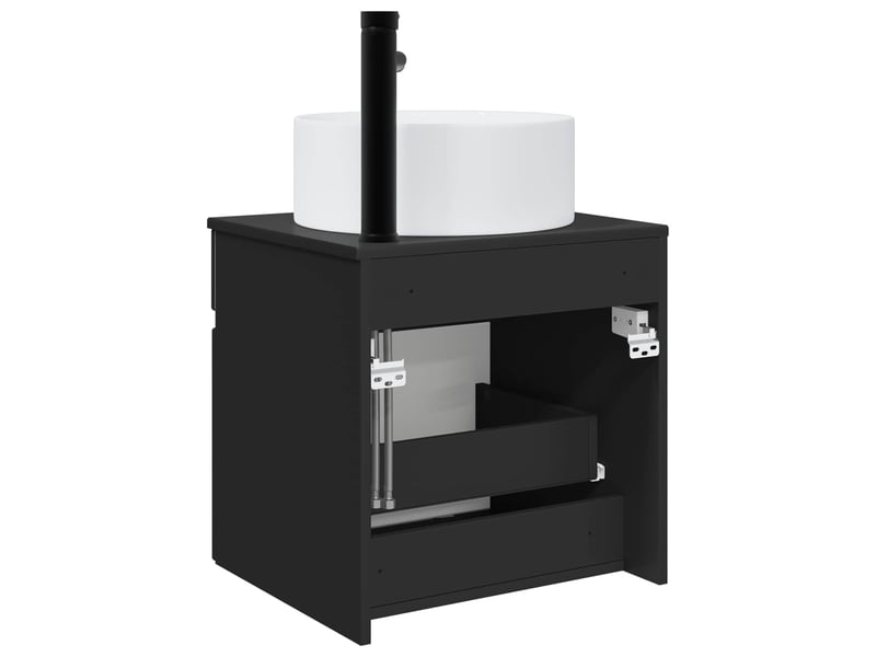  Meuble de lavabo mural, rangement salle de bain noir 49x44.5x65.5 cm  - Conforama D