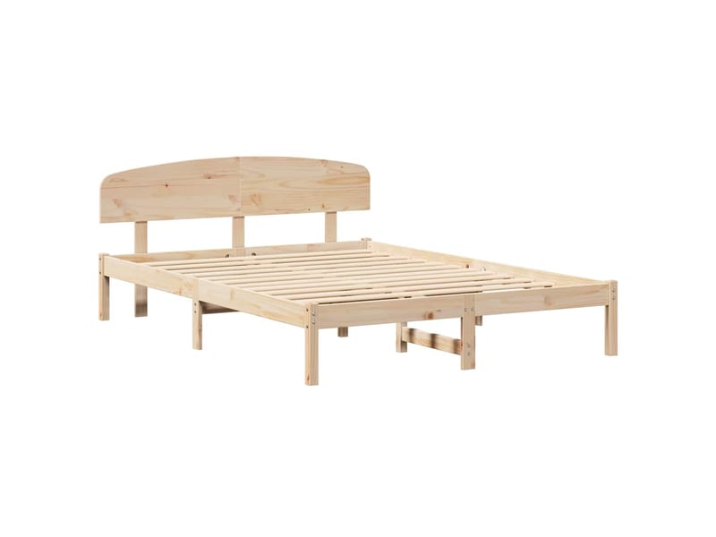 Lit double- lit adulte - cadre de lit avec tête de lit naturel 150 x 200 cm pin massif - Conforama C