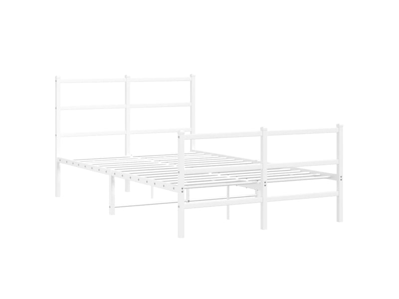 Lit double- lit adulte - cadre de lit métal sans matelas et pied de lit blanc 120x190 cm - Conforama B