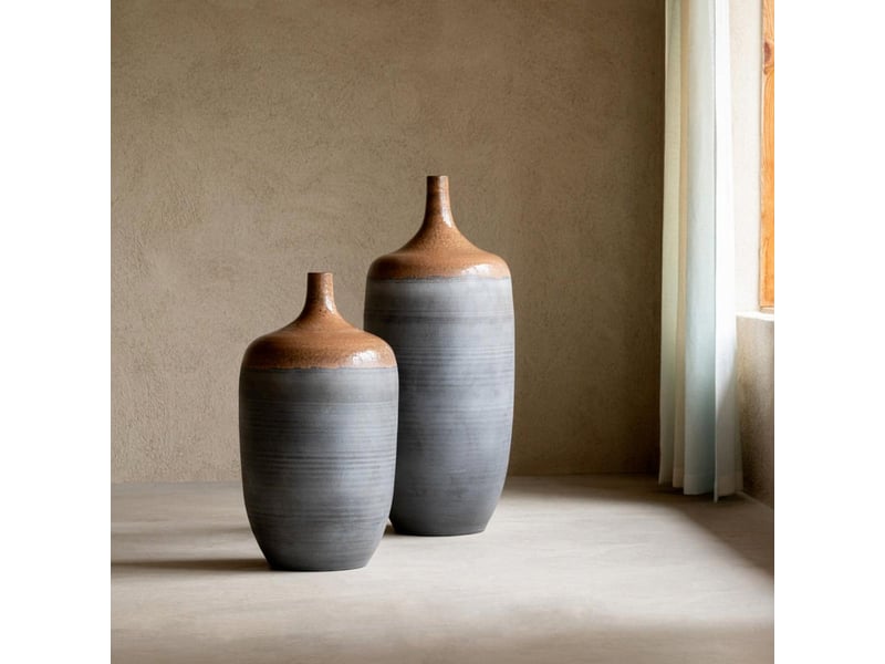  Vase en céramique havan 80cm bleu gris  - Conforama C