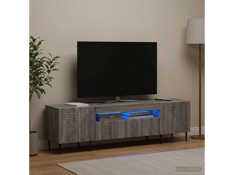 Meuble tv - banc tv - meuble de rangement led sonoma gris bois d'ingénierie - Conforama D