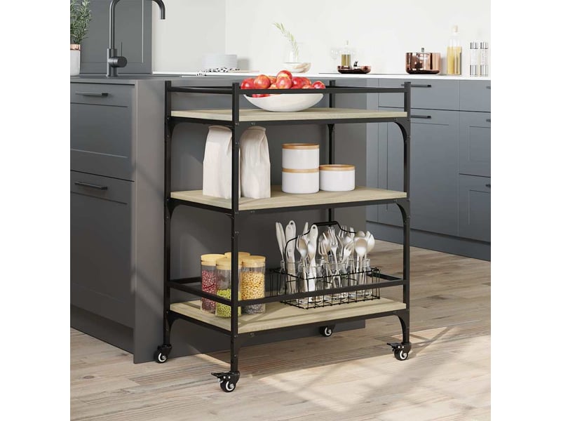  Desserte de cuisine, chariot de rangement chêne sonoma 65x40x86,5 cm bois d'ingénierie  - Conforama C