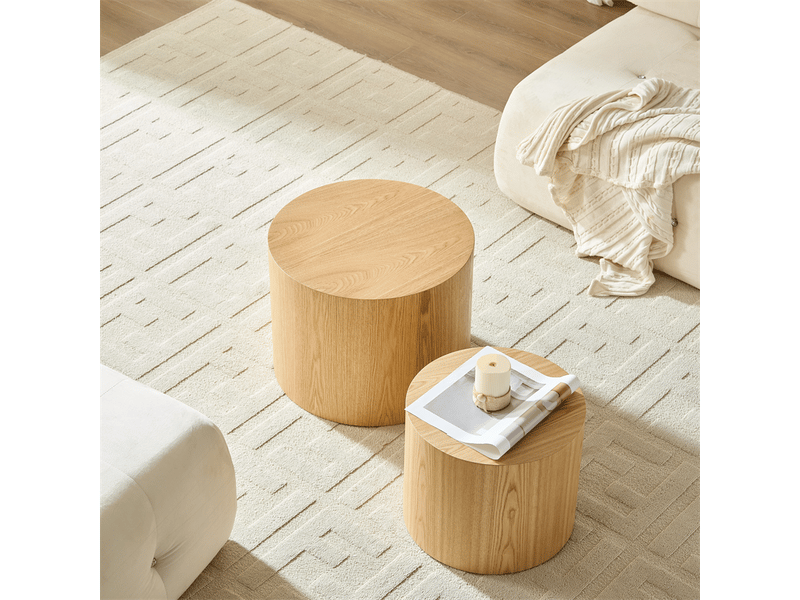  Tables gigognes rondes modernes, lot de 2, 3 coloris, ø48x38 + ø38x32 cm, gain de place  - Conforama D