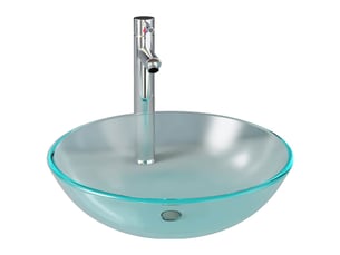 Lavabo de bain, vasque à poser avec robinet et drain à poussoir verre trempé cf65648
