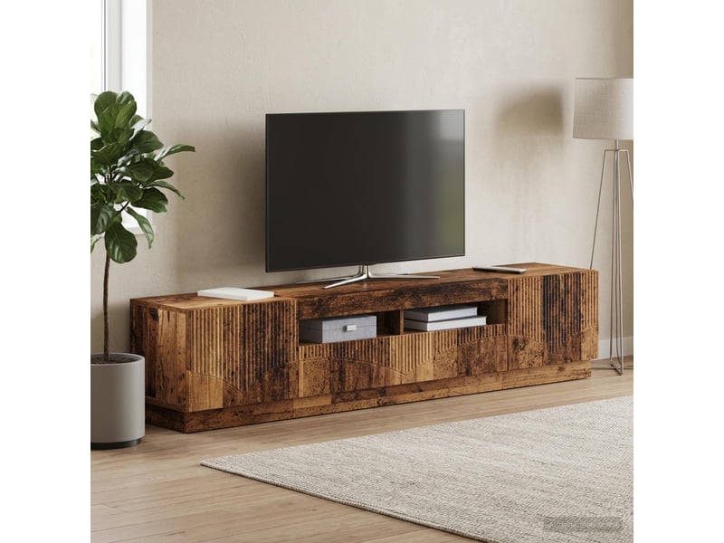  Meuble tv - banc tv - meuble de rangement led hoorn 3 pcs bois ancien bois d'ingénierie  - Conforama C