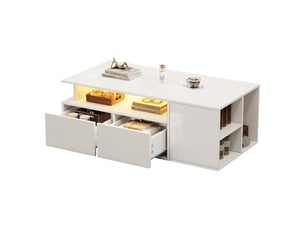 Table basse rectangulaire coloris blanc <strong>MERAX</strong> <strong>table basse blanc</strong> - 50 cmx100 cm