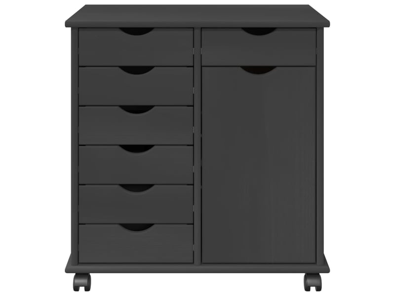  Caisson roulant de bureau 63,5 x 39 x 65,5 cm bois de pin massif gris shl408  - Conforama E