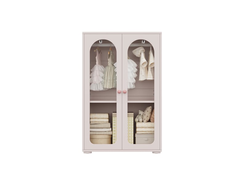  Armoire 2 portes laquée avec tringle et portes transparentes 80 x 50 x 120 cm baby rose homvra  - Conforama A