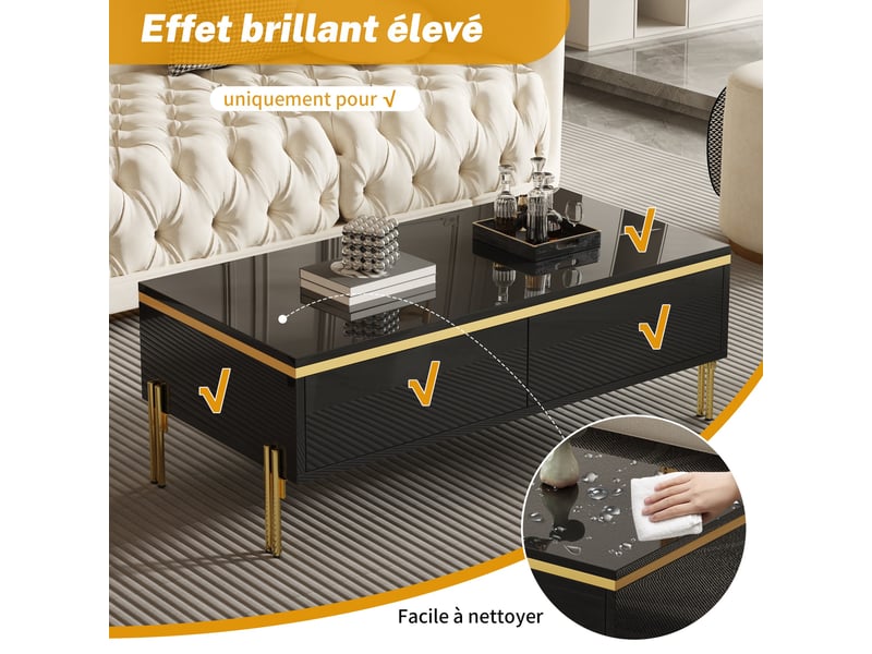  Meuble tv noir, rangement, design moderne, structure robuste, finition haut de gamme, entretien facile, usage quotidien - salon  - Conforama B