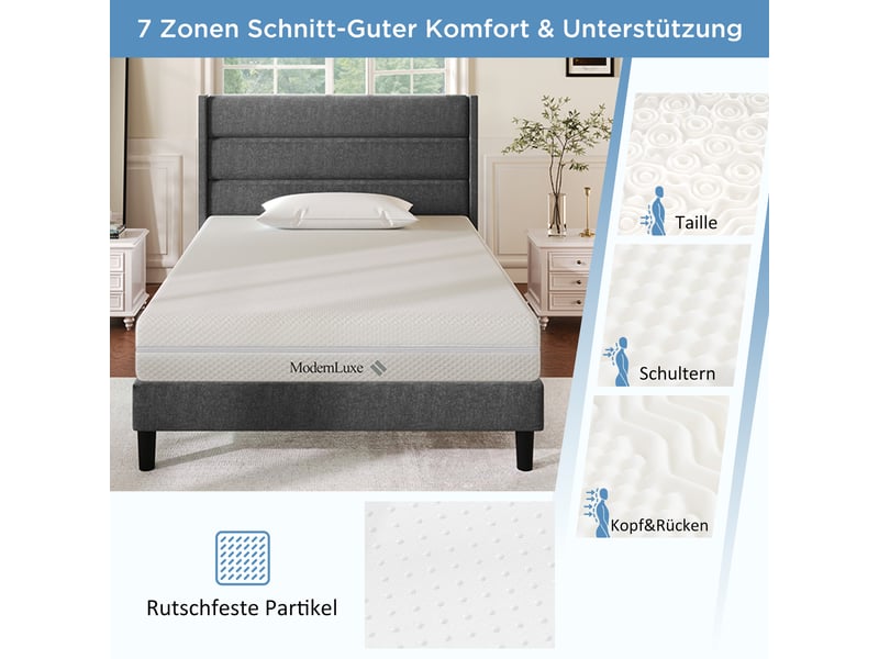 Matelas en mousse froide 90x190 cm,fermeté h2h3 réversible,7 zones de confort,housse déhoussable lavable,20 cm,blanc - Conforama E