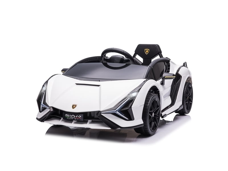  Voiture électrique enfant lamborghini sian 108x62x40 cm 12 v avec télécommande métal blanc  - Conforama A