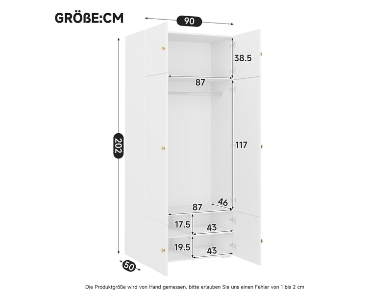 Armoire penderie 90 x 50 x 200 cm – blanche – 1 penderie et 5 niches – style moderne pour chambre et bureau - Conforama C