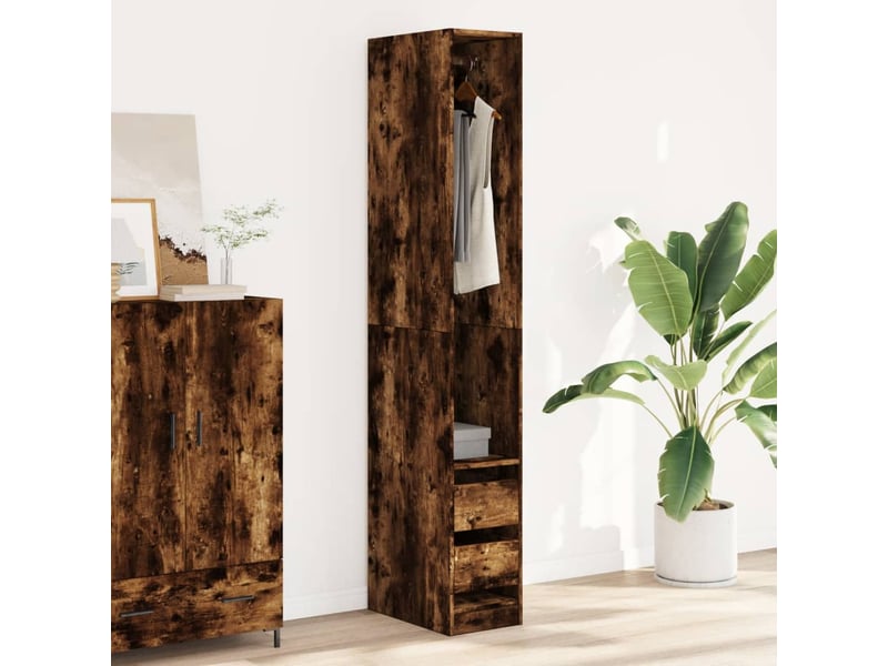  Garde-robe, armoire de rangement chêne fumé 30x50x200 cm bois d'ingénierie shl91035  - Conforama C
