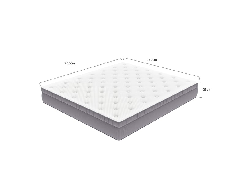  Matelas 180x200 25cm h3 ressorts ensachés 7 zones - ergonomique, certifié oeko-tex, bords renforcés - confort hybride  - Conforama E