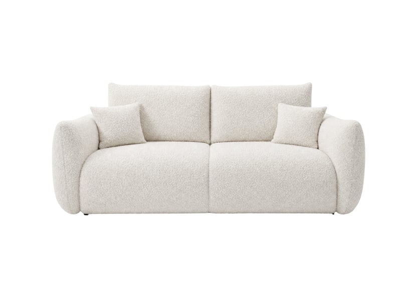 Elio mini - canapé droit convertible tissu bouclette 2 places beige - Conforama A
