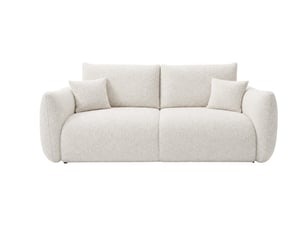 Canapé droit convertible CASANOVA 2 places Tissu beige avec coffre de rangement