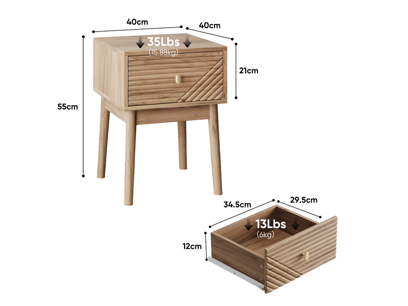  Table de chevet avec 2 tiroirs pour chambre en mdf 40×40×55 cm chêne  - Conforama E
