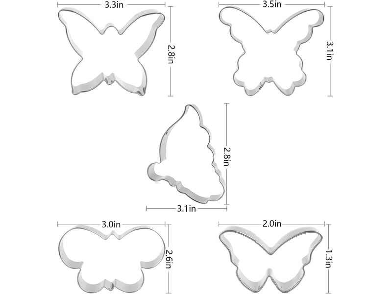  Lot de 5 emporte-pièces papillon en acier inoxydable en forme d'ailes de papillon pour biscuits, fondant, bricolage, pâtisserie, décoration de fête NO Commercial reference - Conforama E