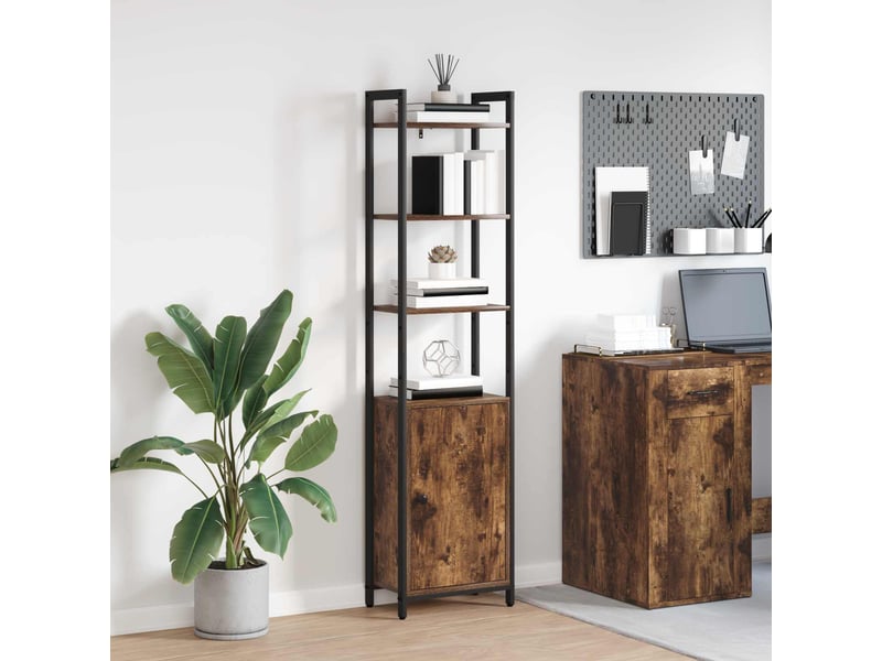 Bibliothèque 6 niveaux, armoire à livres 40 x 24 x 161 cm bois d'ingénierie shl9137 - Conforama B