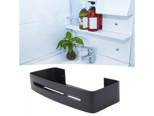 Étagère murale de salle de bain, étagère de douche, étagère murale flottante en aluminium à une seule couche avec crochet