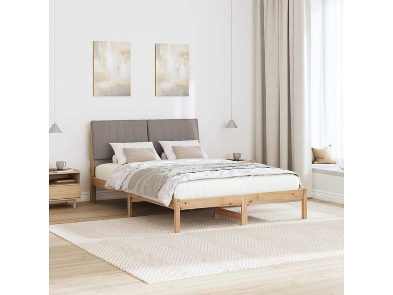  Lit double- lit adulte -  cadre de lit avec tête de lit marron 135 x 190 cm pin massif  - Conforama C