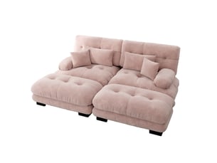 Canapé droit compressé fixe <strong>HAVRYA</strong> <strong></strong> 2 places Tissu rose