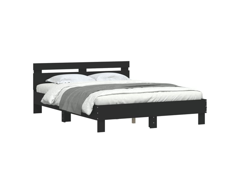 Lit double- lit adulte - cadre de lit avec led sans matelas noir 150x200 cm - Conforama B